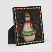 Plaque Photo Snowman mignonne Folk Custom Christmas Holiday (Recto)