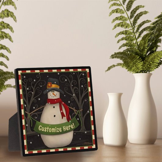 Plaque Photo Snowman mignonne Folk Custom Christmas Holiday