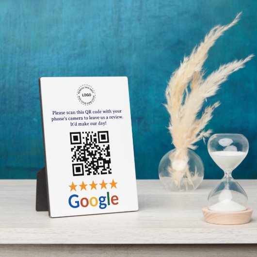 Plaque Photo Société de code QR de critiques Google pour entrep (Côté)