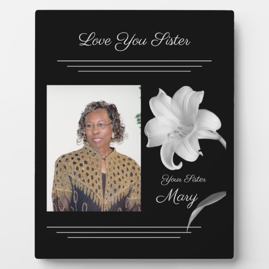 Plaque Photo Soeur (Devant)