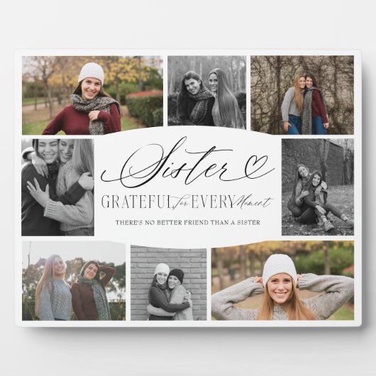 Plaque Photo Soeur reconnaissante pour chaque instant Collage p (Devant)
