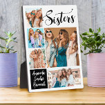 Plaque Photo Soeurs de collection de photos modernes<br><div class="desc">Plaque de collage photo moderne et tendance. Design caractéristiques typographie script "soeurs",  5 photos et noms. Parfait comme un cadeau ou un souvenir.</div>