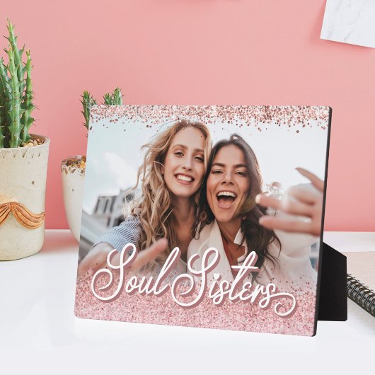 Plaque Photo Soeurs Soul Script Parties scintillant rose Meille