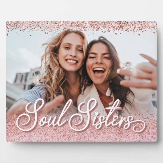 Plaque Photo Soeurs Soul Script Parties scintillant rose Meille (Devant)