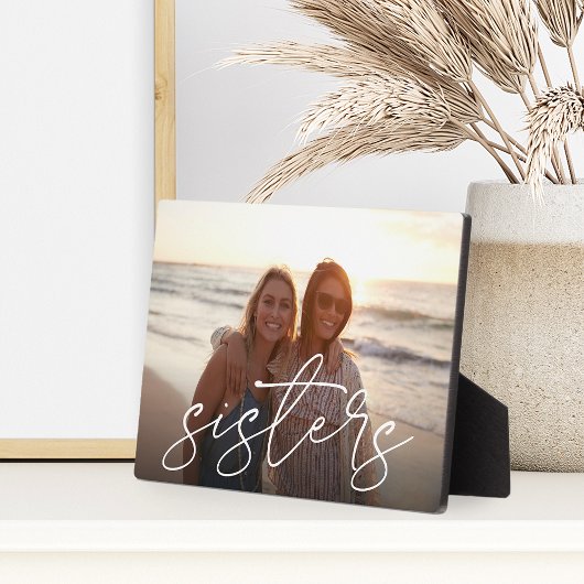 Plaque Photo Soeurs | Superposition de script photo horizontale