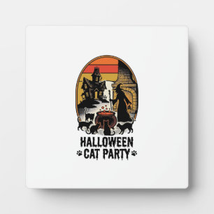 Plaque Photo Soirée de chats Halloween Design de chats sorciers