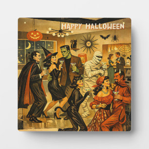 Plaque Photo Soirée Martini Halloween Rétro Milieu de Siècle 50