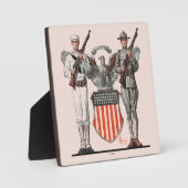 Plaque Photo Soldat, marin et bouclier américain (Recto)
