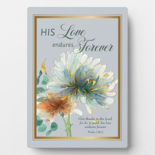 Plaque Photo Son Amour Endure Pour Le Psaume 136 Gris Écriture