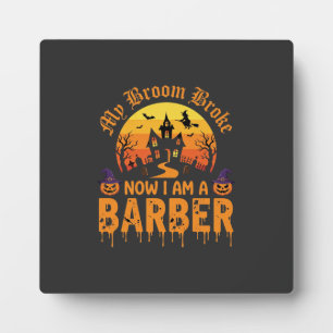 Plaque Photo Sorcière de barbier d'Halloween Balai Cassé Maison