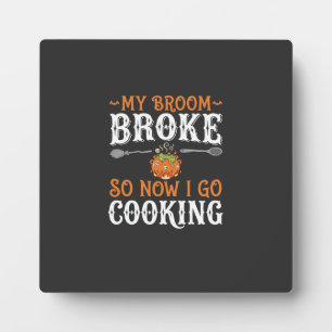 Plaque Photo Sorcière d'Halloween Cuisine Balai Cassé Conceptio