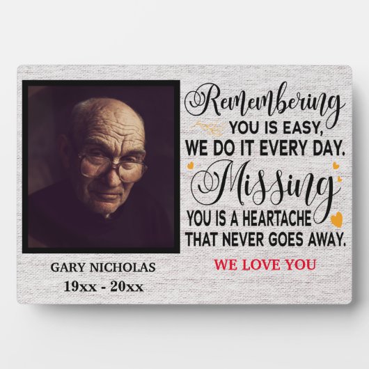 Plaque Photo Souvenez-vous du devis commémoratif Photo personna (Devant)