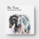 Plaque Photo Soyez inspirant avec les chevaux en aquarelle (Devant)