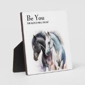 Plaque Photo Soyez inspirant avec les chevaux en aquarelle (Recto)