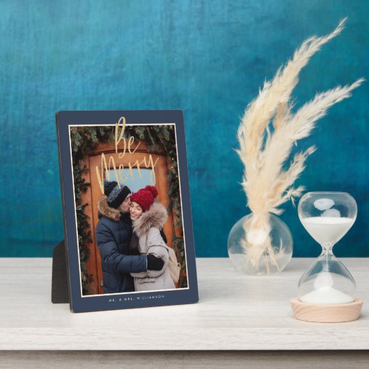 Plaque Photo Soyez Joyeux | Garde photo moderne de Noël en coup (Côté)