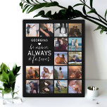 Plaque Photo Soyez mon cadeau | Collage photo en couple<br><div class="desc">Plaque photo souvenir personnalisée avec un arrière - plan noir qui peut être changée en n'importe quelle couleur,  16 photos de votre choix,  votre nom,  un symbole de coeur blanc,  et le texte sucré qui dit "sois à moi,  toujours & pour toujours".</div>