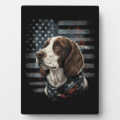 Plaque Photo Springer Spaniel Chien Drapeau Américain (Devant)