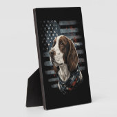 Plaque Photo Springer Spaniel Chien Drapeau Américain (Côté)