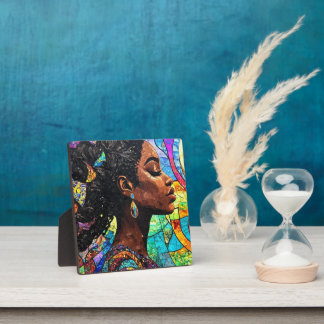 Plaque Photo Stained Glass Black Woman Art Mosaic