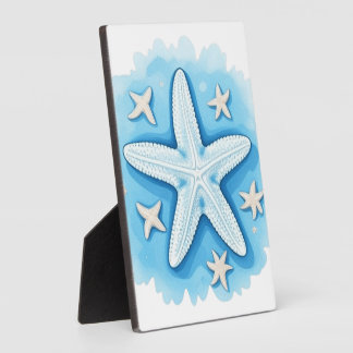 Plaque Photo Starfish in Blue