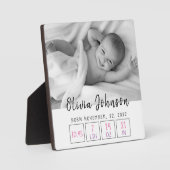 Plaque Photo Statistiques de naissance de bébé fille nouveau-né (Recto)