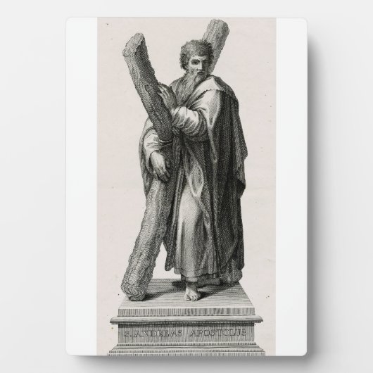 Plaque Photo Statue de Saint André Apôtre avec croix (Devant)