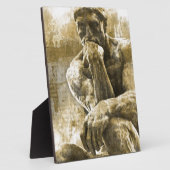 Plaque Photo Statue en bronze détenue Auguste Rodin l'penseur (Côté)