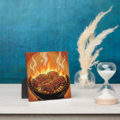 Plaque Photo Steaks grillés flammes BBQ (Insitu)