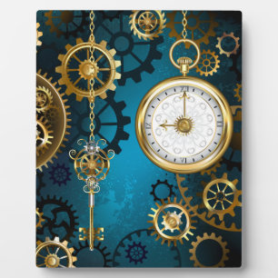 Plaque Photo Steampunk Arrière - plan turquoise avec Gears