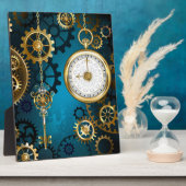 Plaque Photo Steampunk Arrière - plan turquoise avec Gears (Côté)