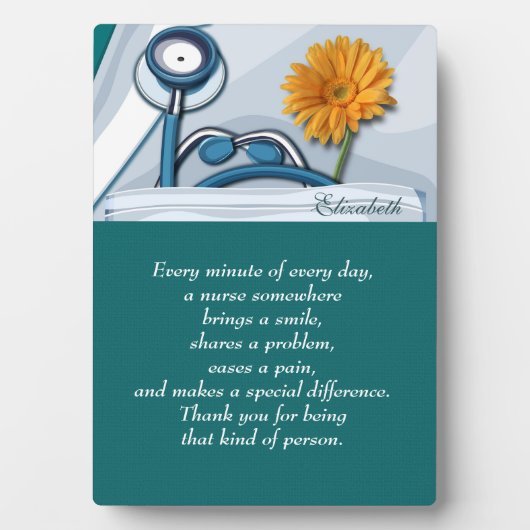Plaque Photo Stethoscope et Daisy Nurse Appréciation Cadeau (Devant)