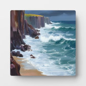 Plaque Photo Stormy Shore | Plage Ocean Waves Peinture (Devant)