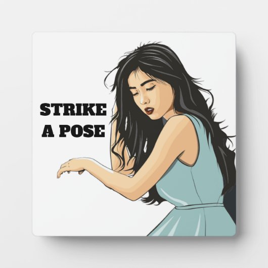 PLAQUE PHOTO "STRIKE A POSE" DAME ASIATIQUE (Devant)