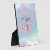 Plaque Photo Style Argent RN Caduceus Médicale Mère Pearl (Côté)