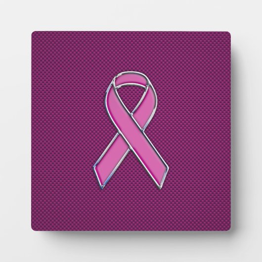 Plaque Photo Style Chrome Pink Ribbon Sensibilisation Fibre de  (Devant)