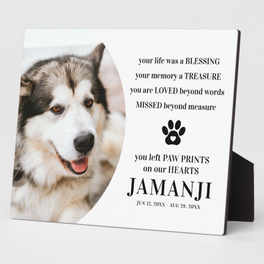 Plaque Photo Style moderne Tribute Citation Photo Animaux de co (Côté)