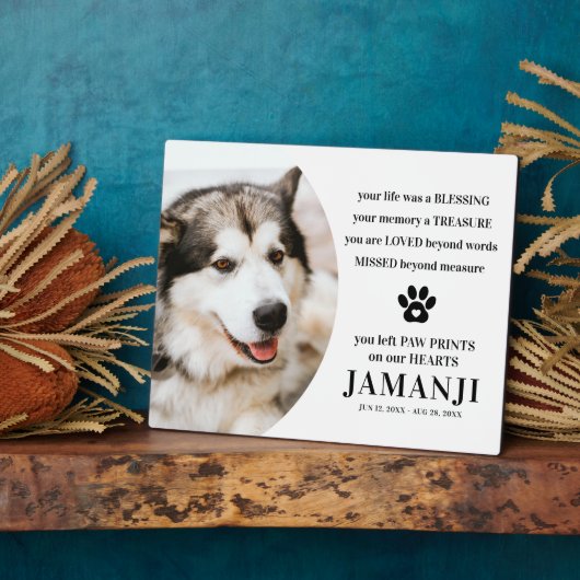 Plaque Photo Style moderne Tribute Citation Photo Animaux de co (Côté)