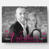 Plaque Photo Style rose moderne Coeurs de script noir blanc pho (Devant)