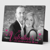 Plaque Photo Style rose moderne Coeurs de script noir blanc pho (Côté)