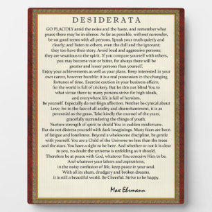 Plaque Photo Style traditionnel Poème de Desiderata par Max Ehr