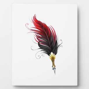 Plaque Photo Stylo rouge en plumes avec nib or