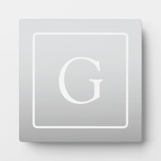 Plaque Photo Subtil Gray Gradient Nom de famille Monogramme (Devant)