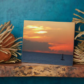 Plaque Photo Sunset Clouds and Sailboat Seascape (Côté)