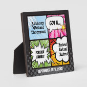 Plaque Photo Super Héros Comic Book Adoption, Cadeau Familial (Recto)