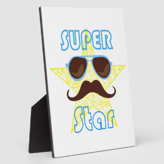 Plaque Photo Super Star with sunglasses and mustache