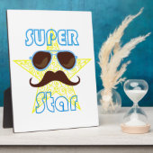 Plaque Photo Super Star with sunglasses and mustache (Côté)