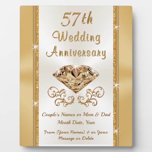 Plaque Photo Superbe 57e anniversaire Mariage idées cadeaux (Devant)