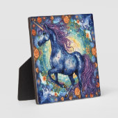 Plaque Photo Superbe licorne Bleue (Recto)