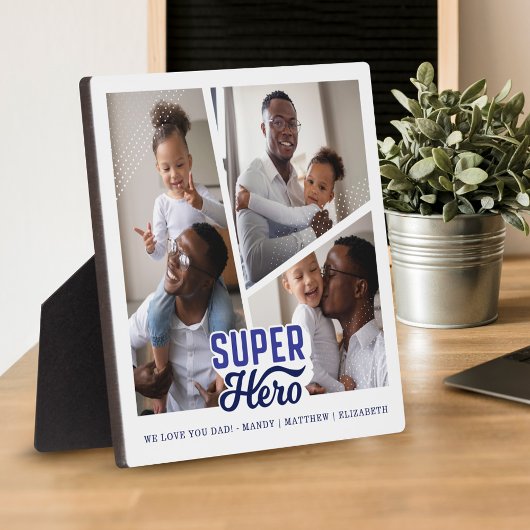 Plaque Photo Superhero Papa Photo Collage Comic Book Keepsaké