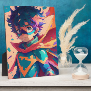 Plaque Photo Superhéros de l'Anime bleu et rouge